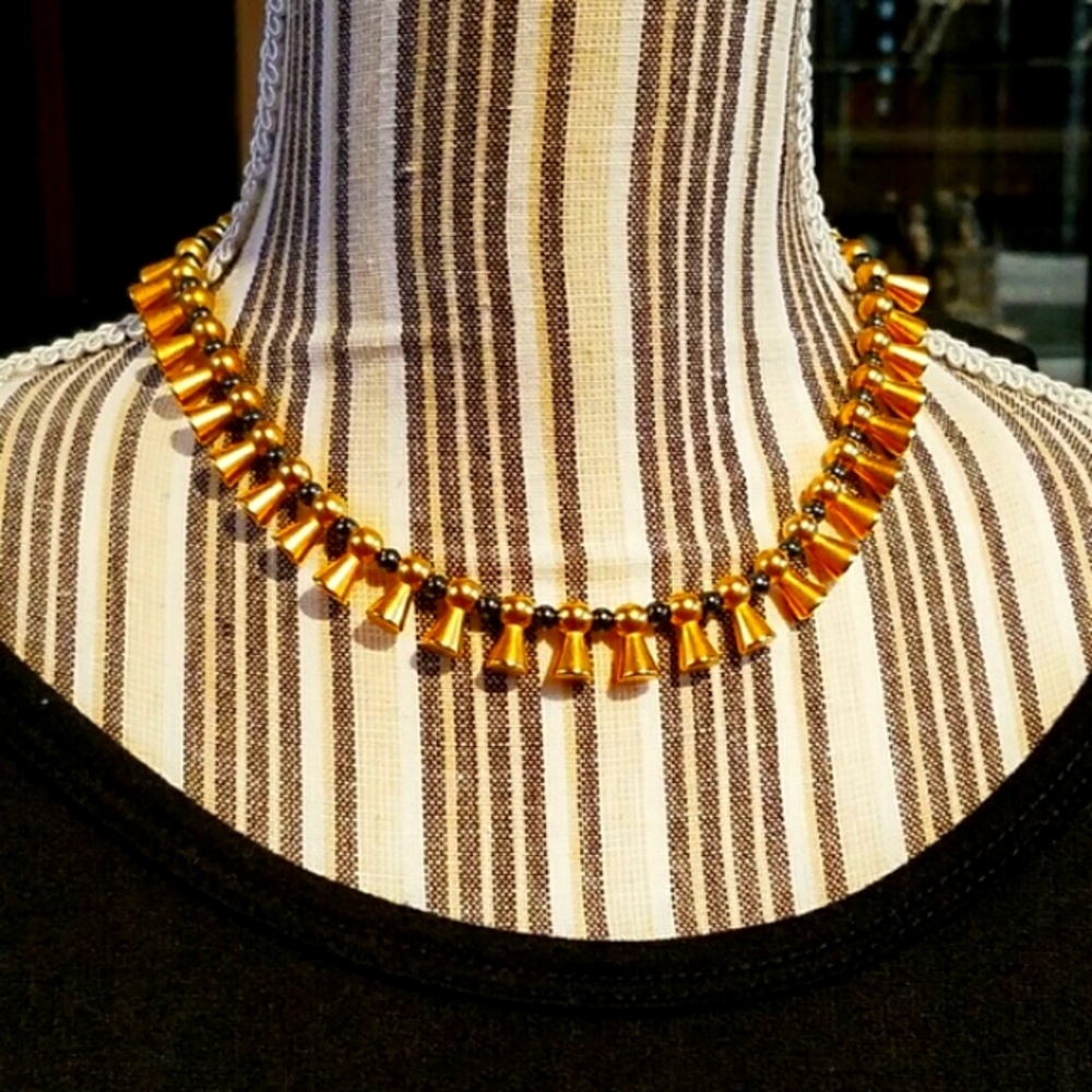 Victoria Varga Hematite Gold Toggle Choker